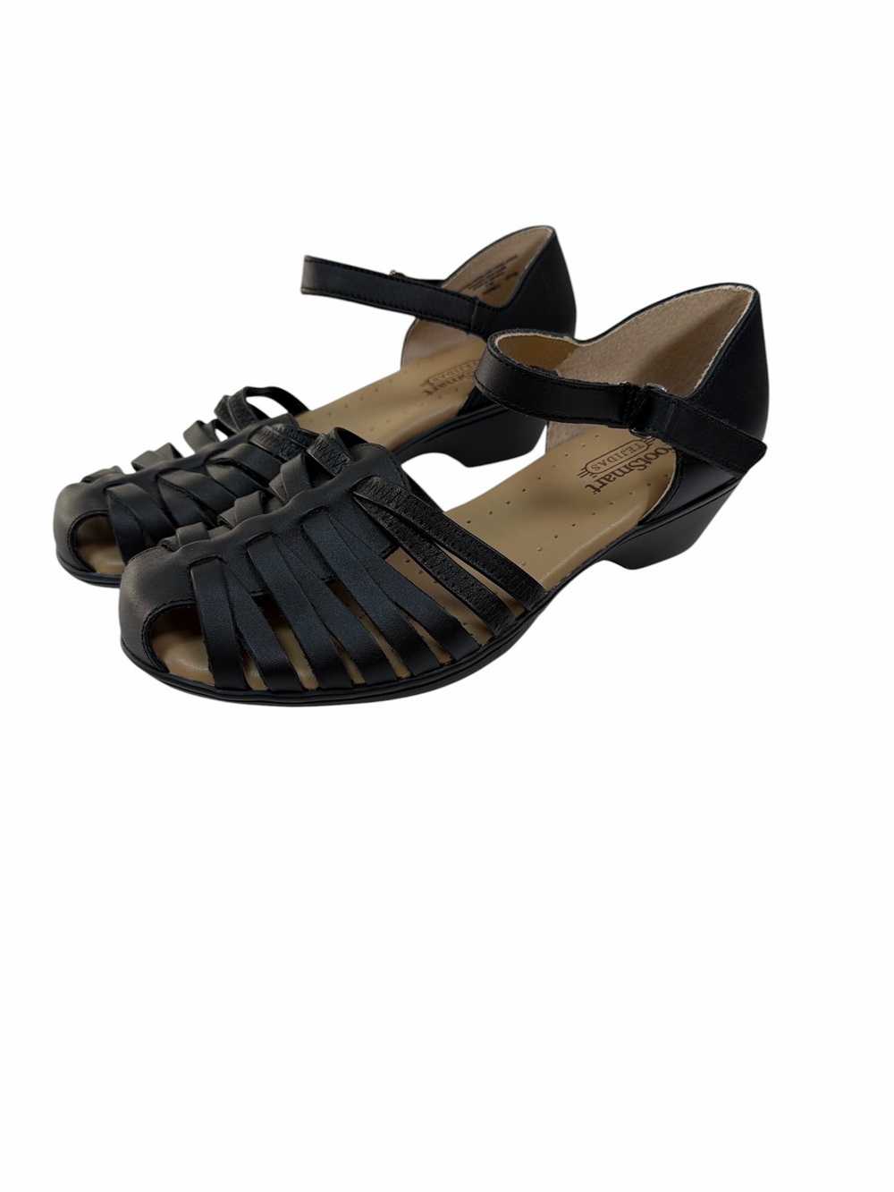 FootSmart Tejidas Tullis Black Leather Fisherman Sandals Wedge Size 7